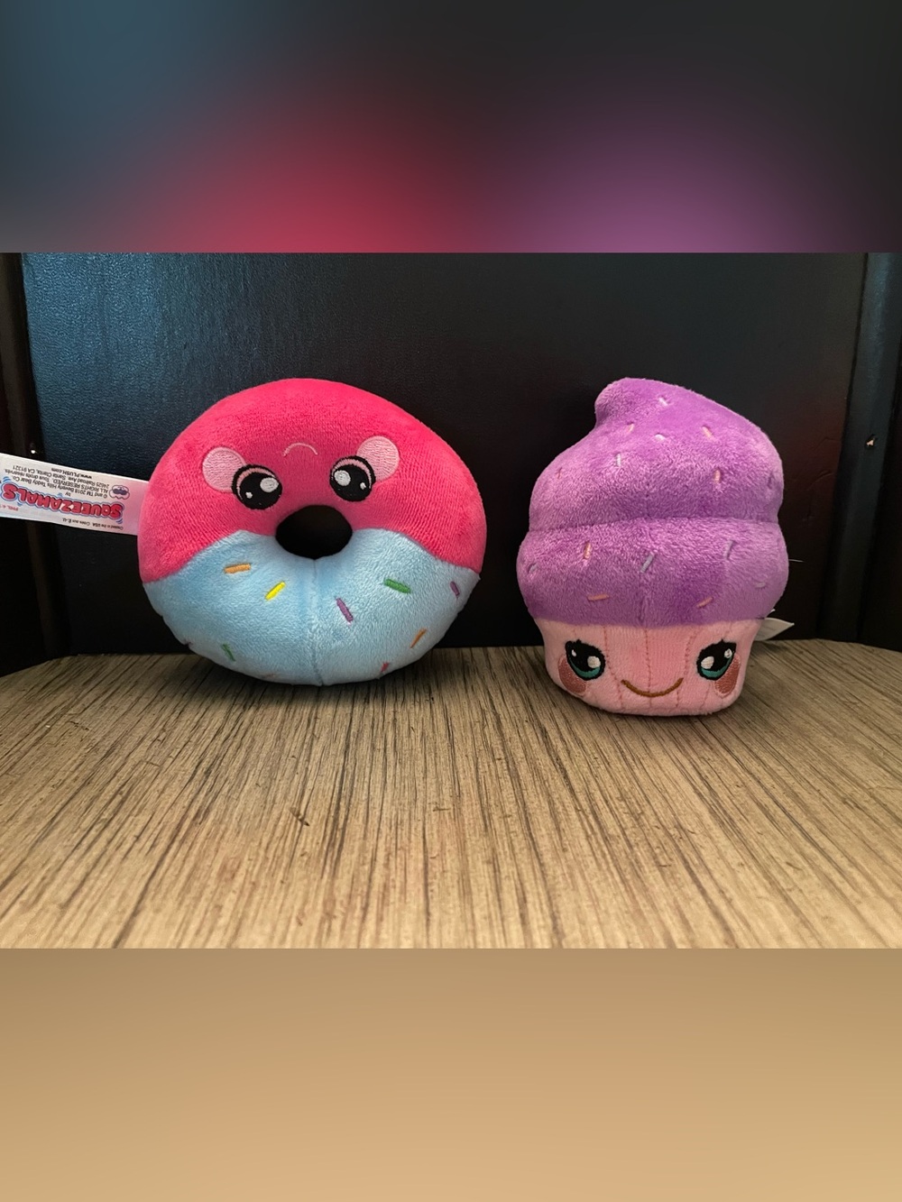 Squeezamals, set of 2 dessert series, Dave the Donut and Velvet Cupcake.